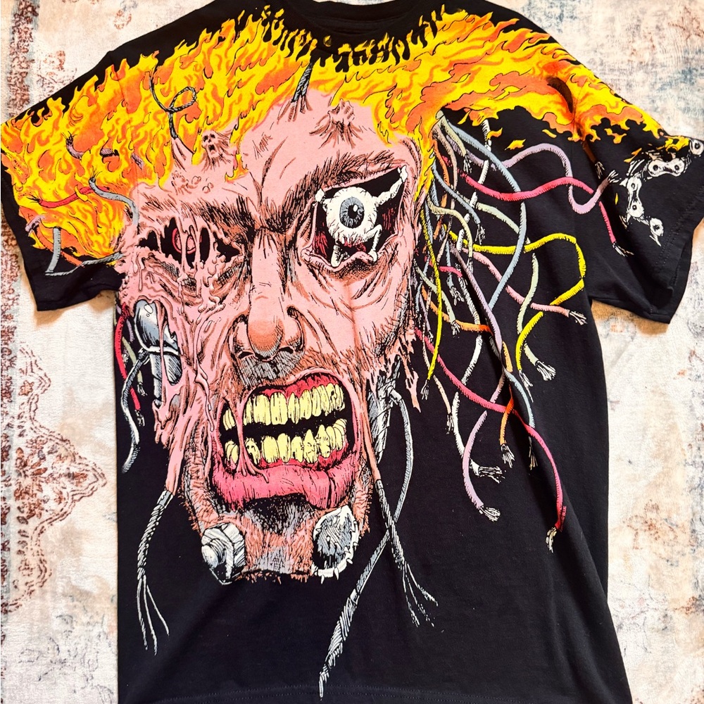 All over print black t shirt